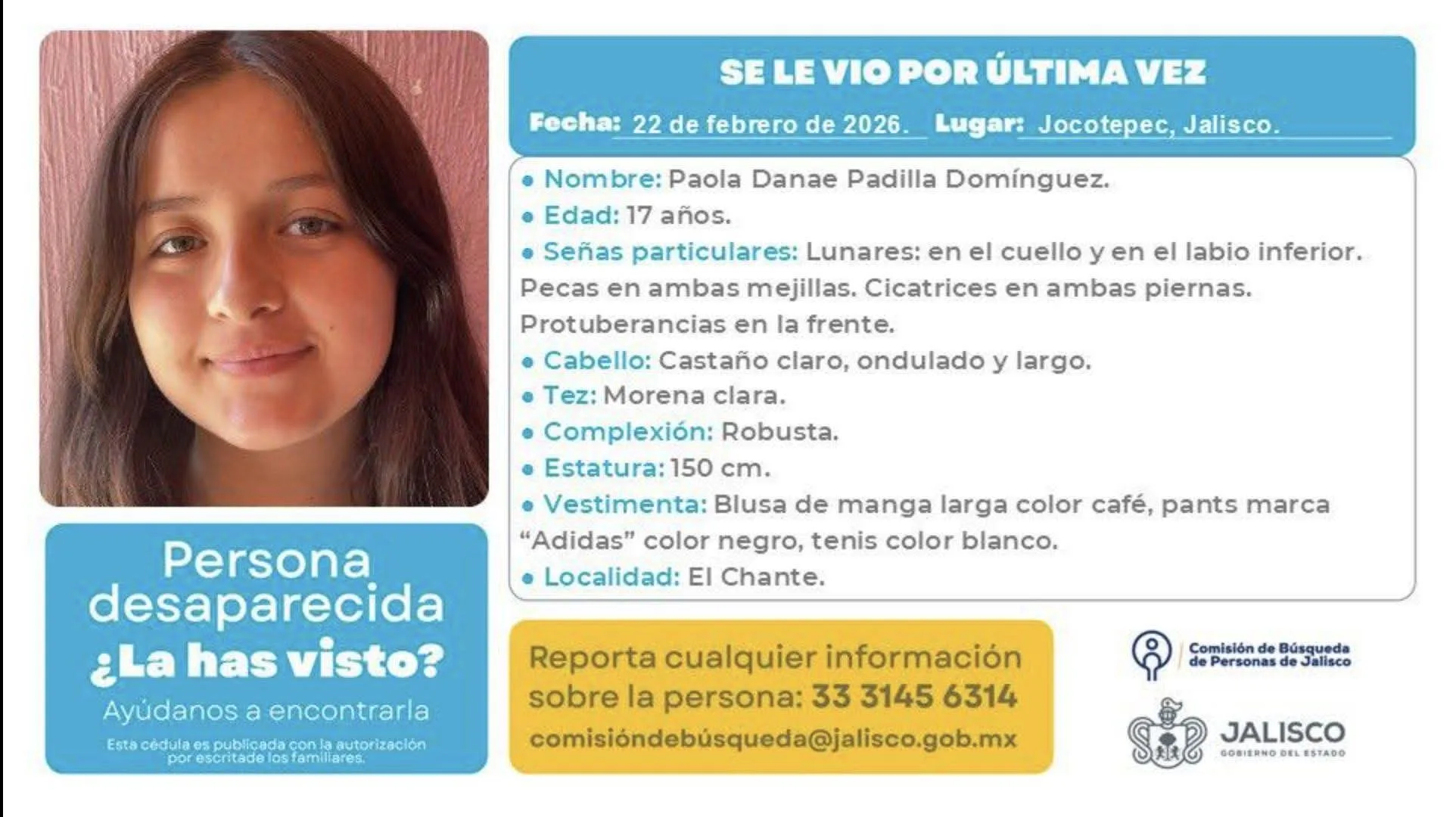 Buscan a menor desaparecida en El Chante